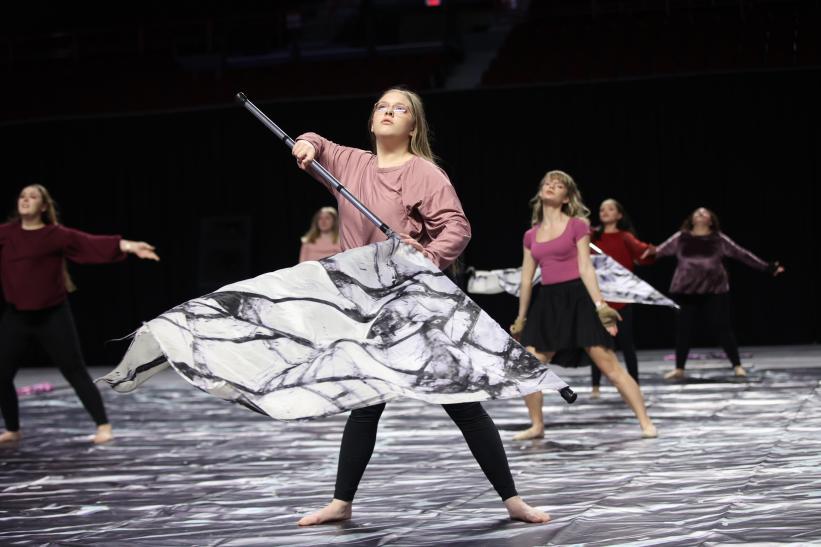 Grayson County HS Winterguard  performing