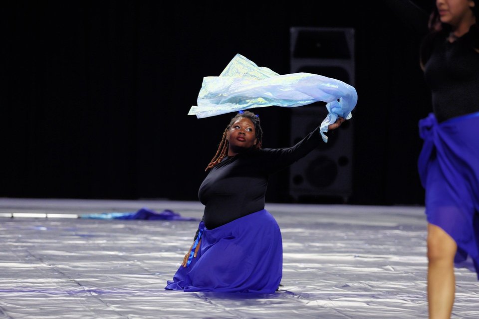 Mt Pleasant High School Winterguard performing